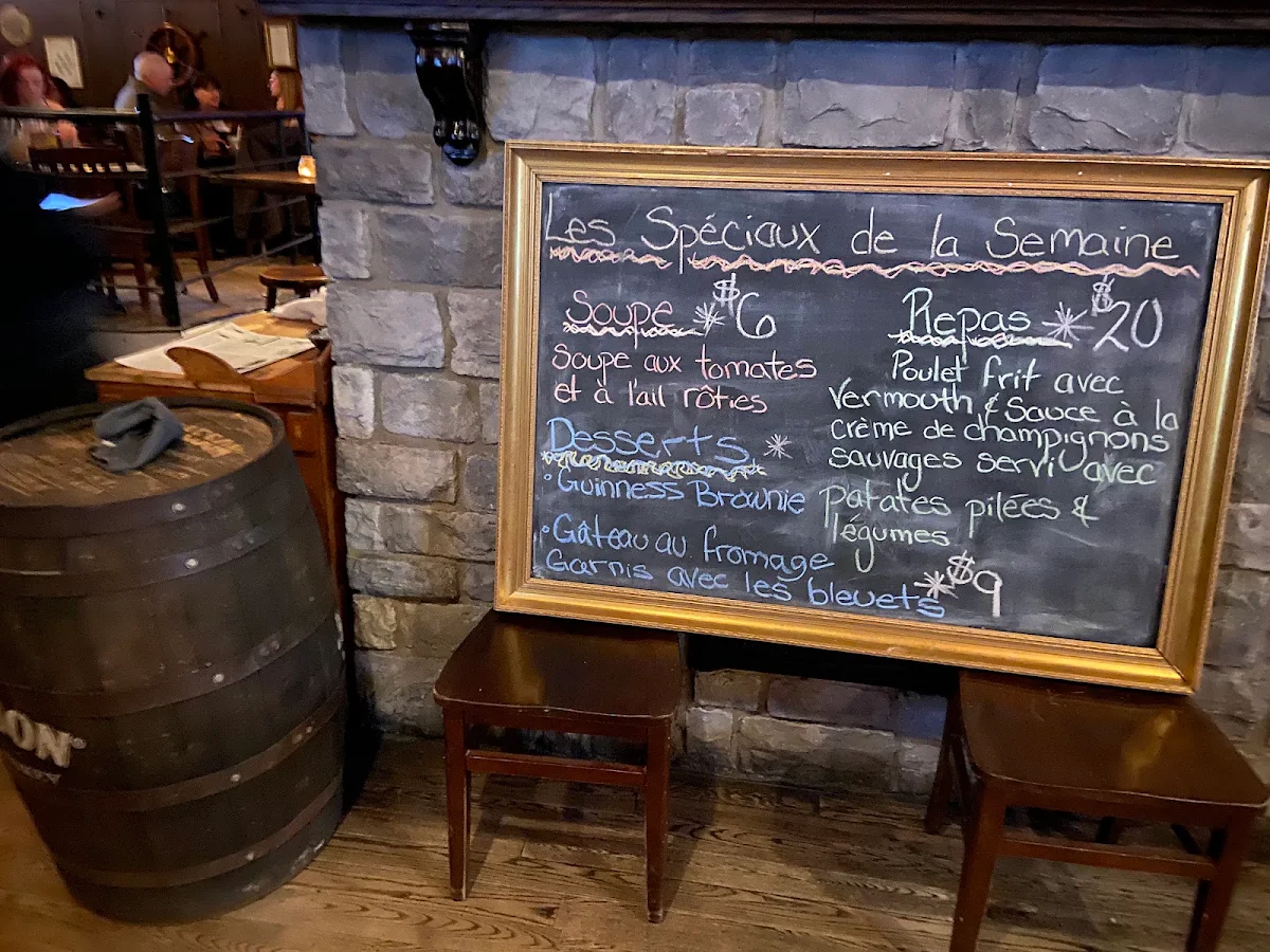 Menu, McKibbin's Irish Pub