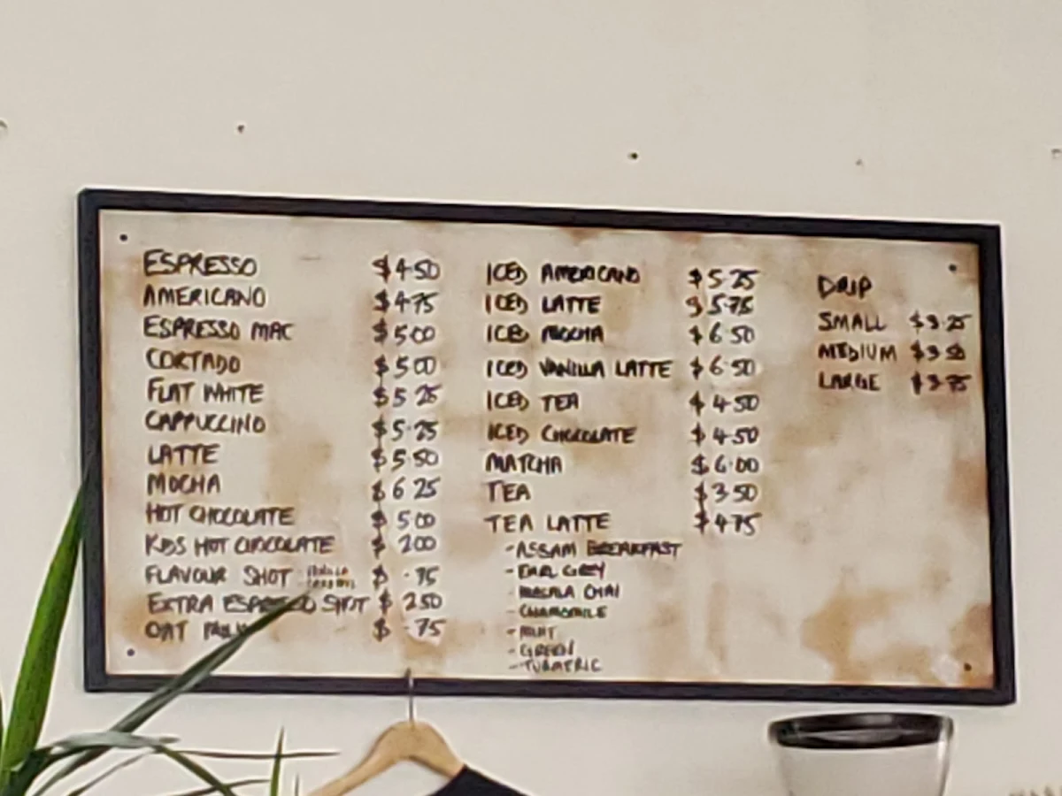 Menu, Jacked Up Coffee Roasting Co.