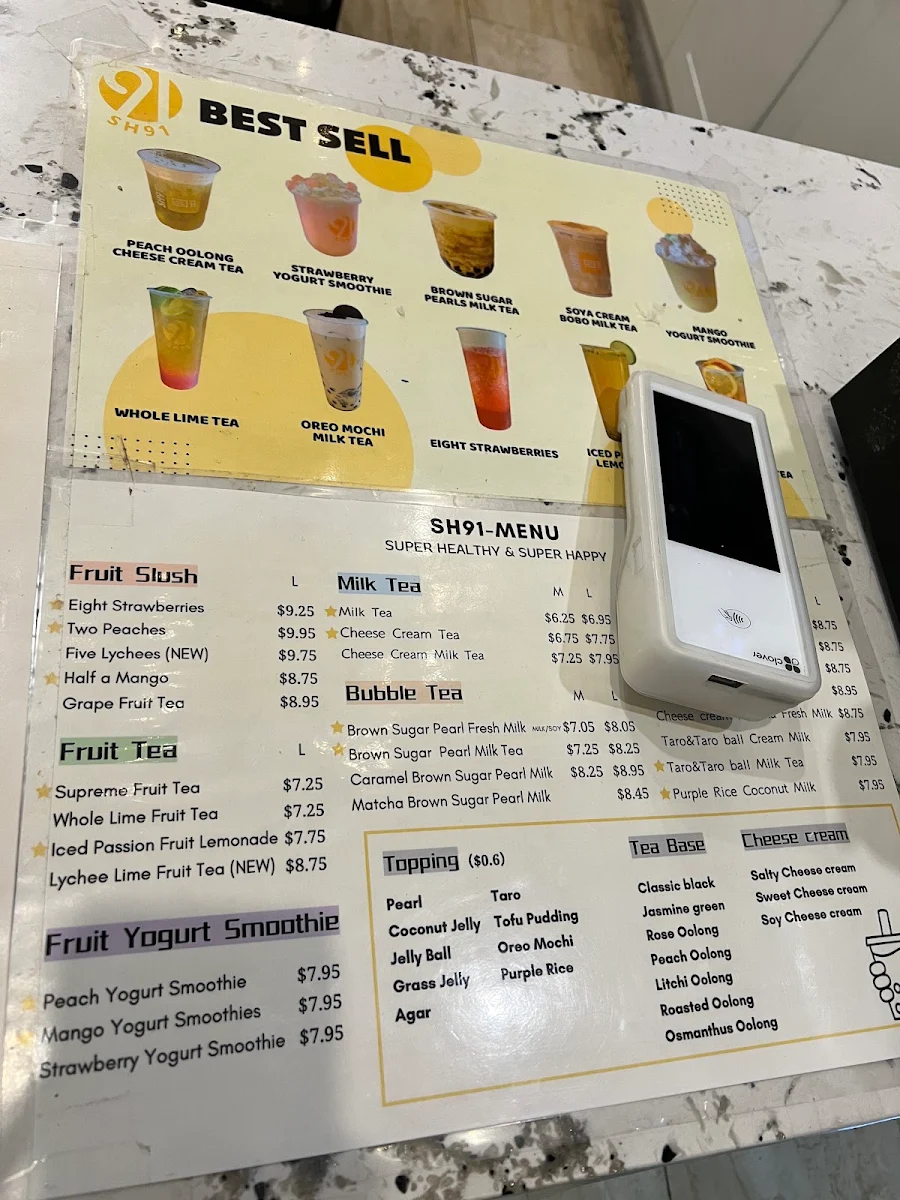 Menu, SH91 Dessert Bubble Tea 甜品奶茶店