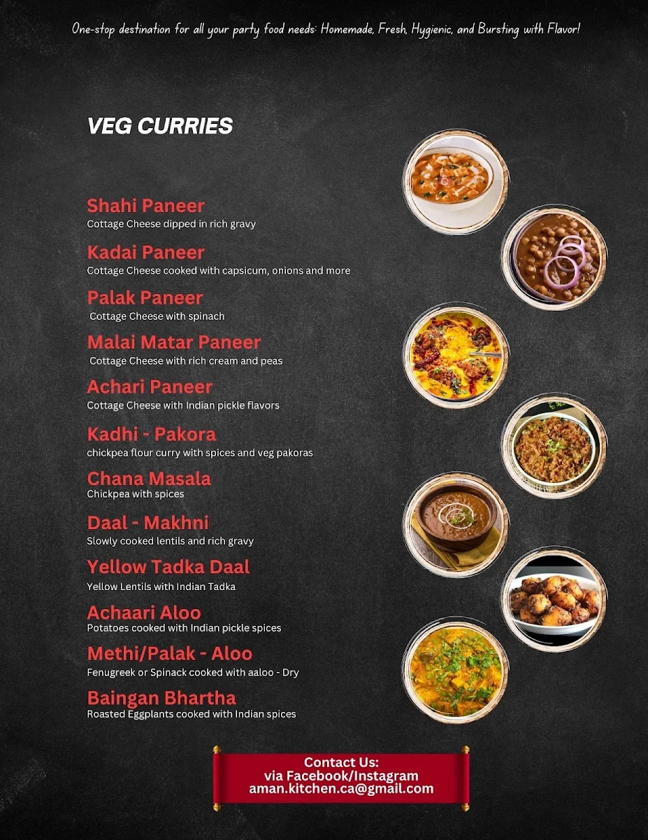 Menu, Aman's Kitchen and Bakery