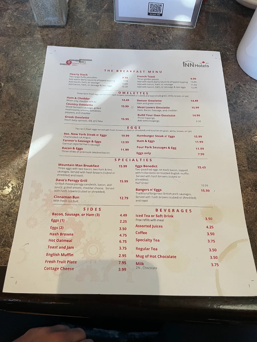 Menu, Power Plant Grill