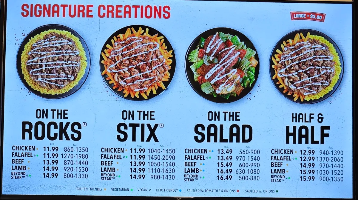 Menu, Osmow's Shawarma