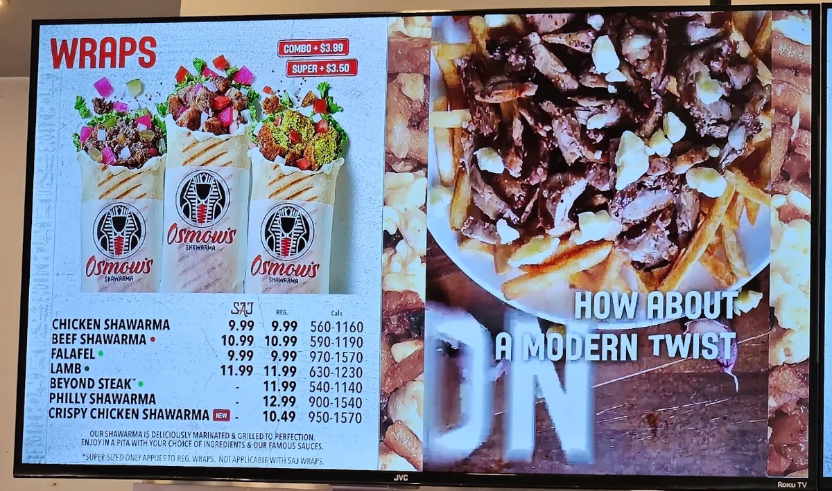 Menu, Osmow's Shawarma