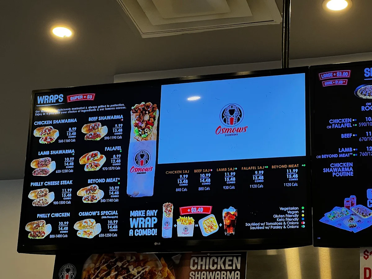 Menu, Osmow's Shawarma