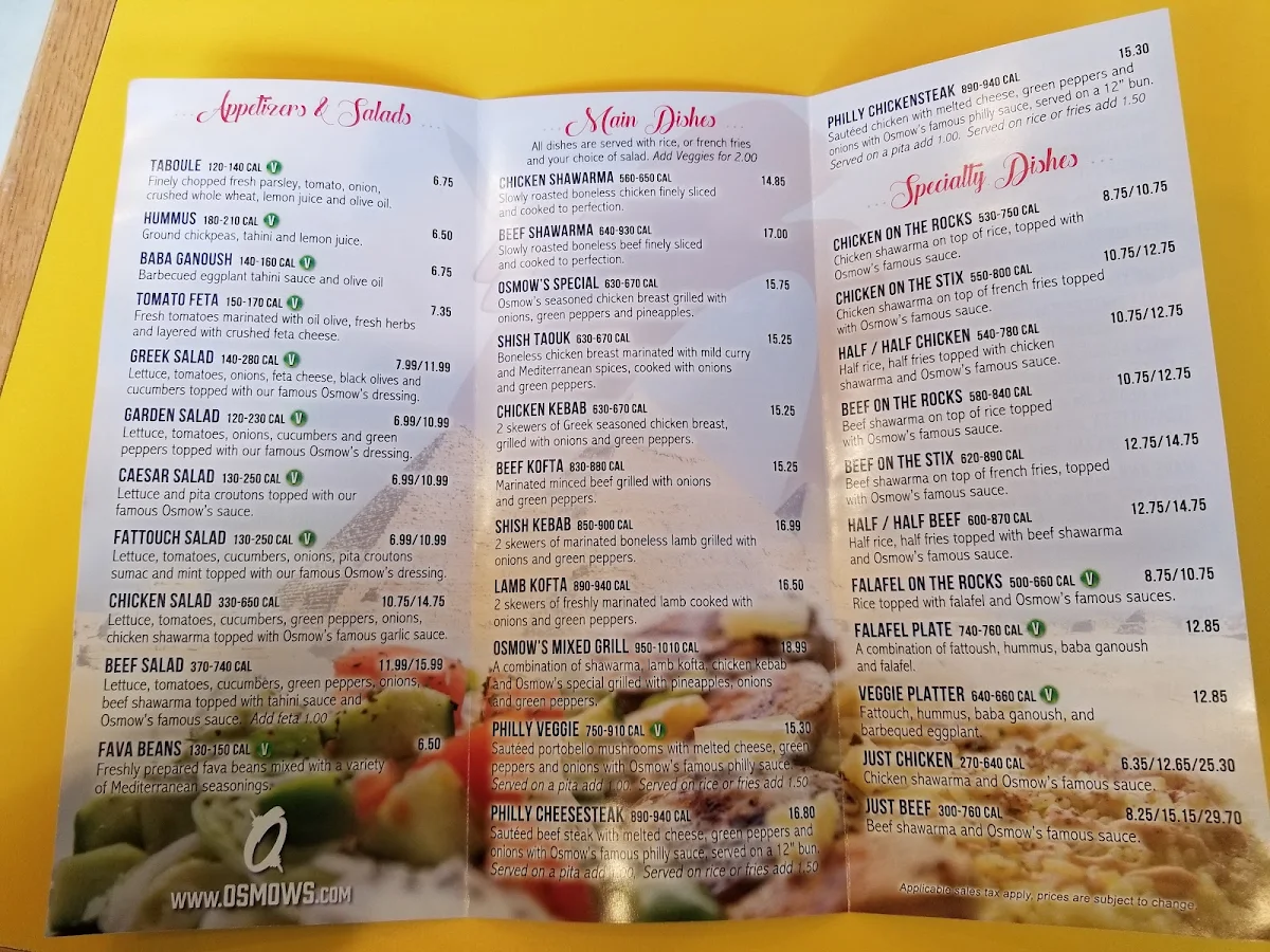 Menu, Osmow's Shawarma