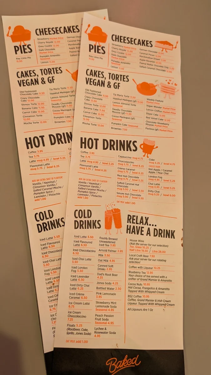 Menu, Baked Expectations