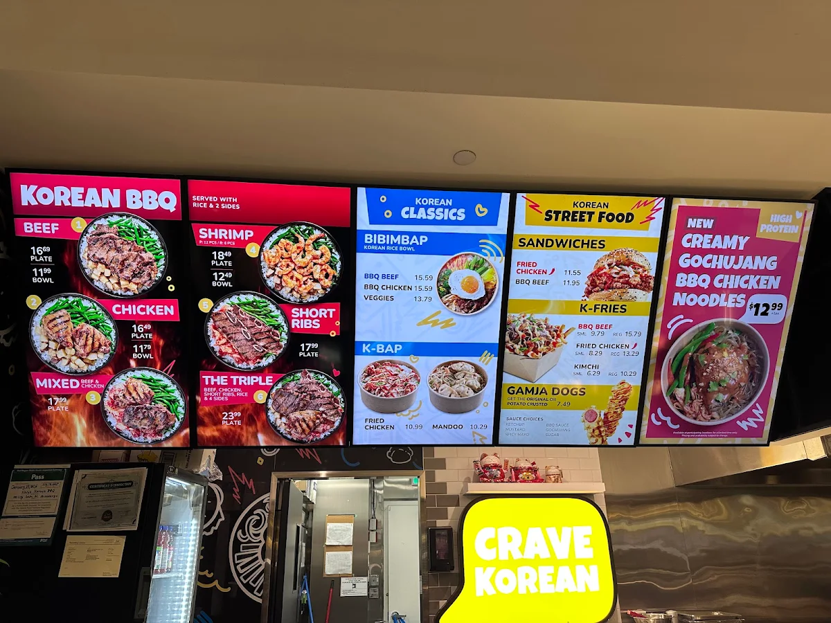 Menu, Koryo Korean Barbeque
