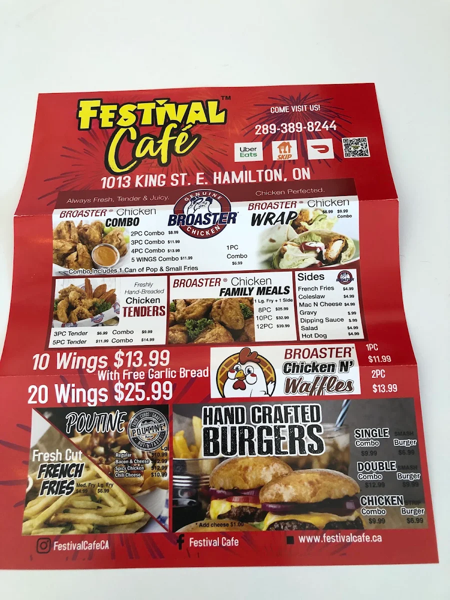 Menu, Festival Café