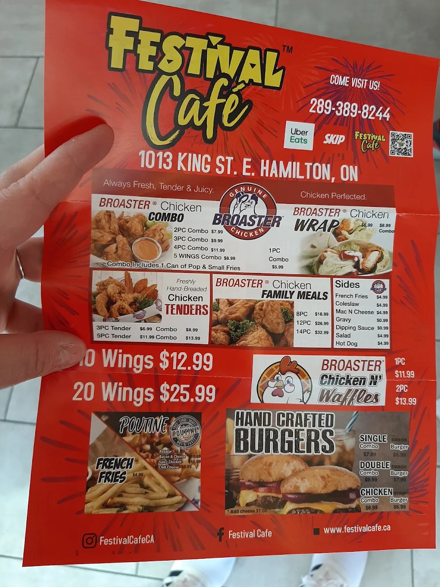 Menu, Festival Café