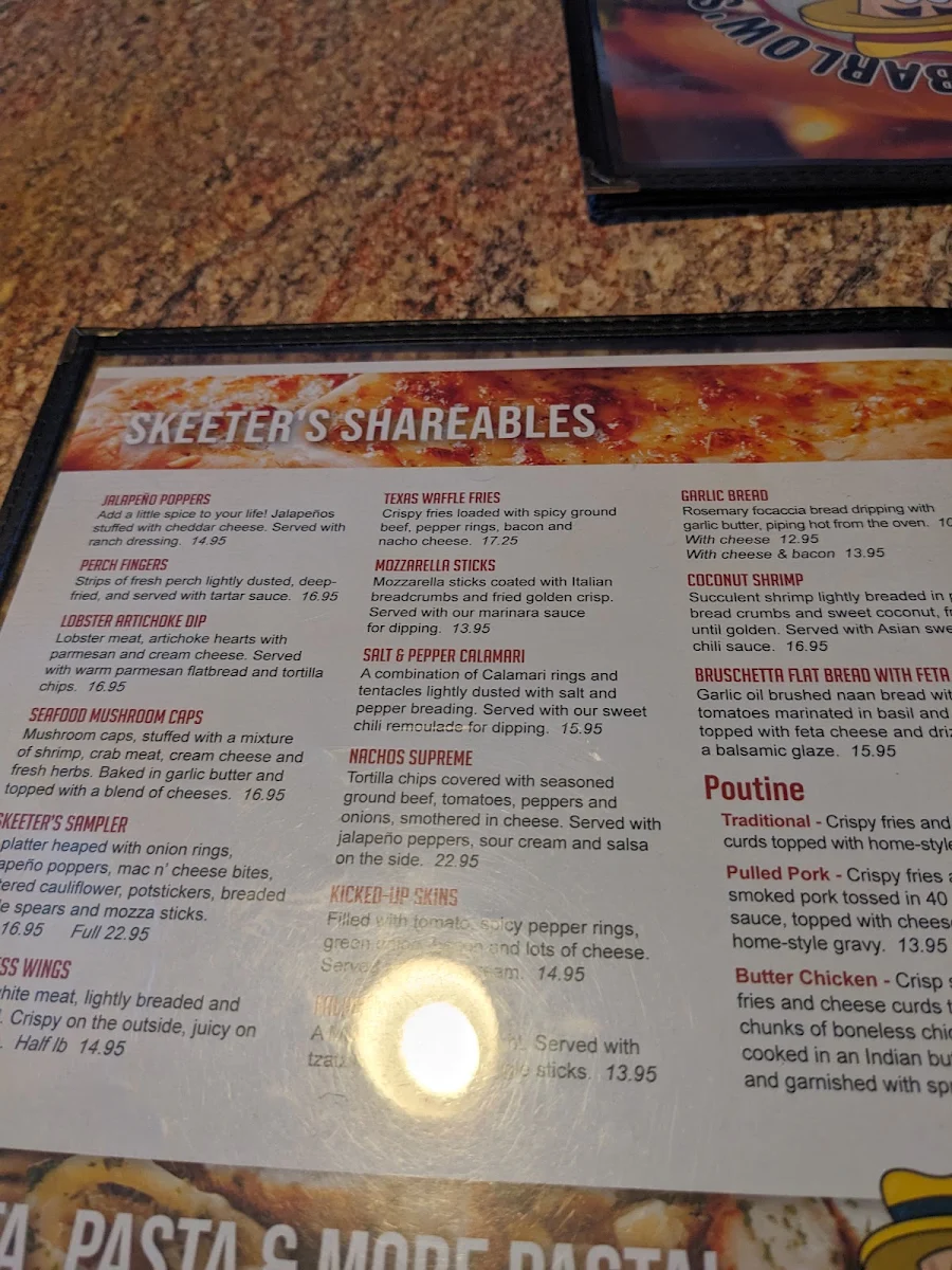 Menu, Crossings Roadhouse