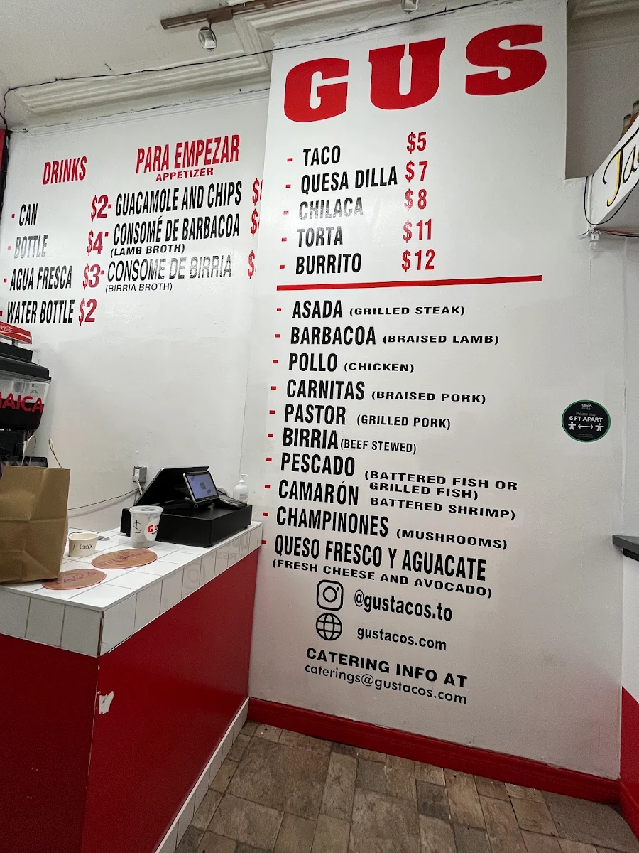 Menu, Gus Tacos