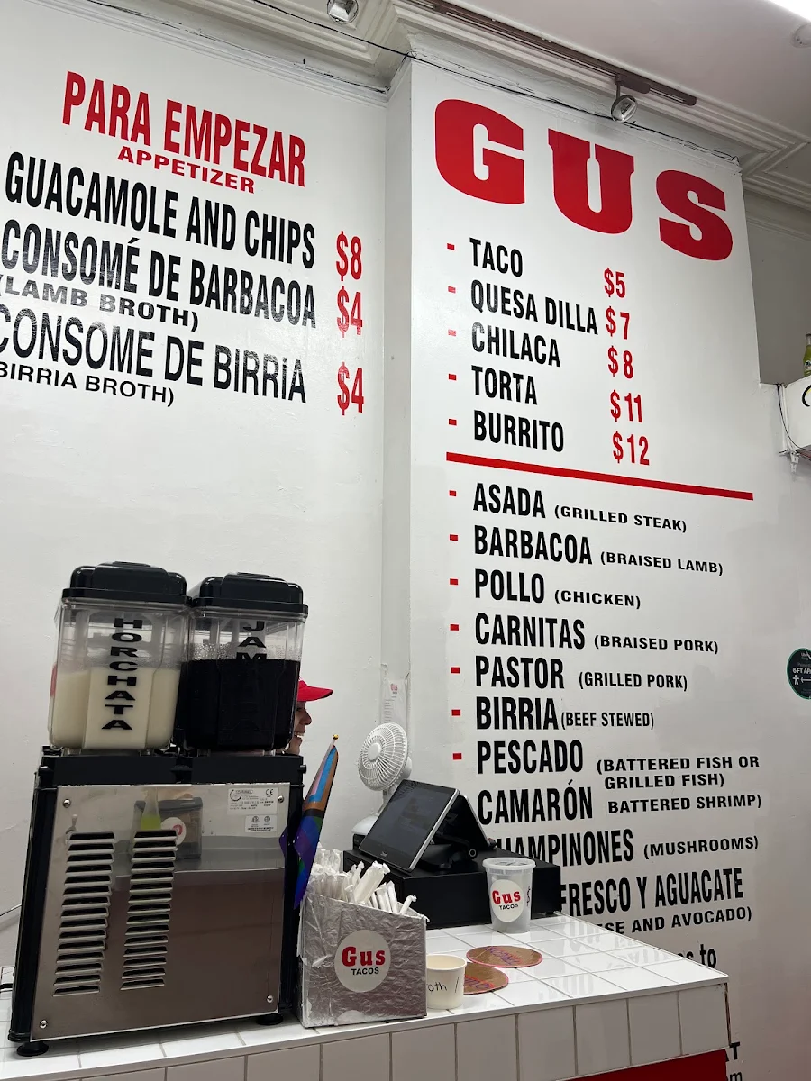 Menu, Gus Tacos