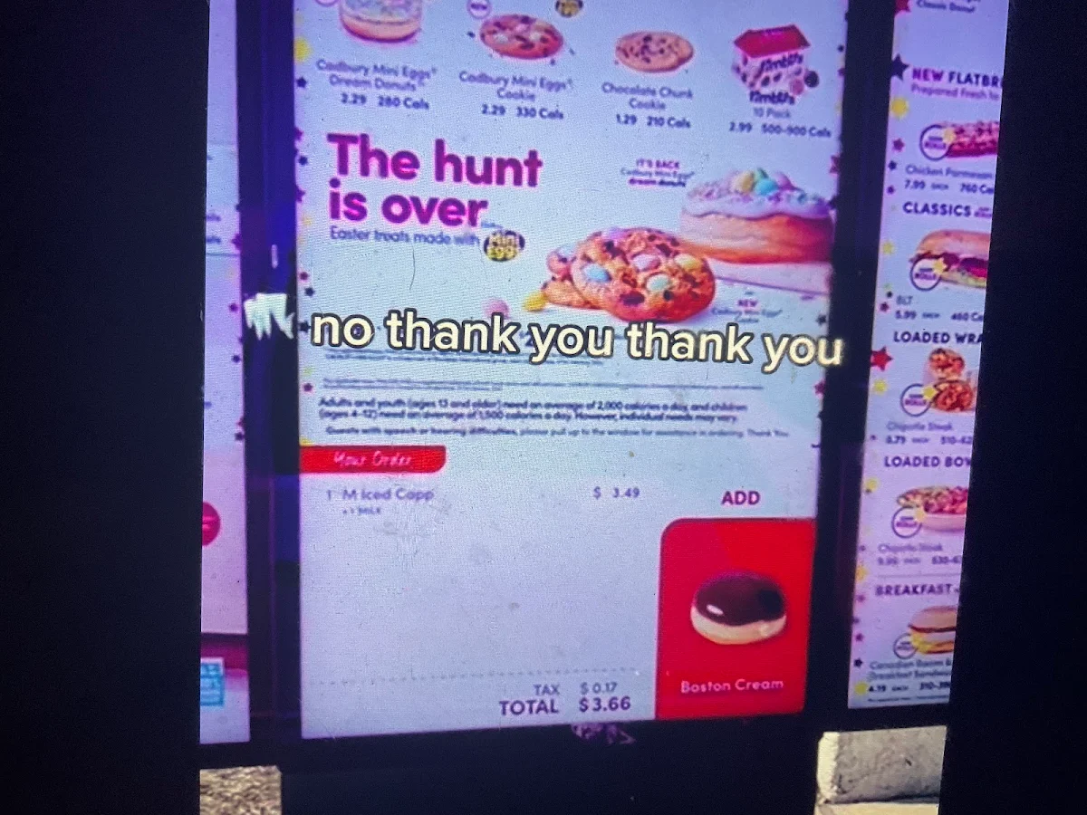 Menu, Tim Hortons
