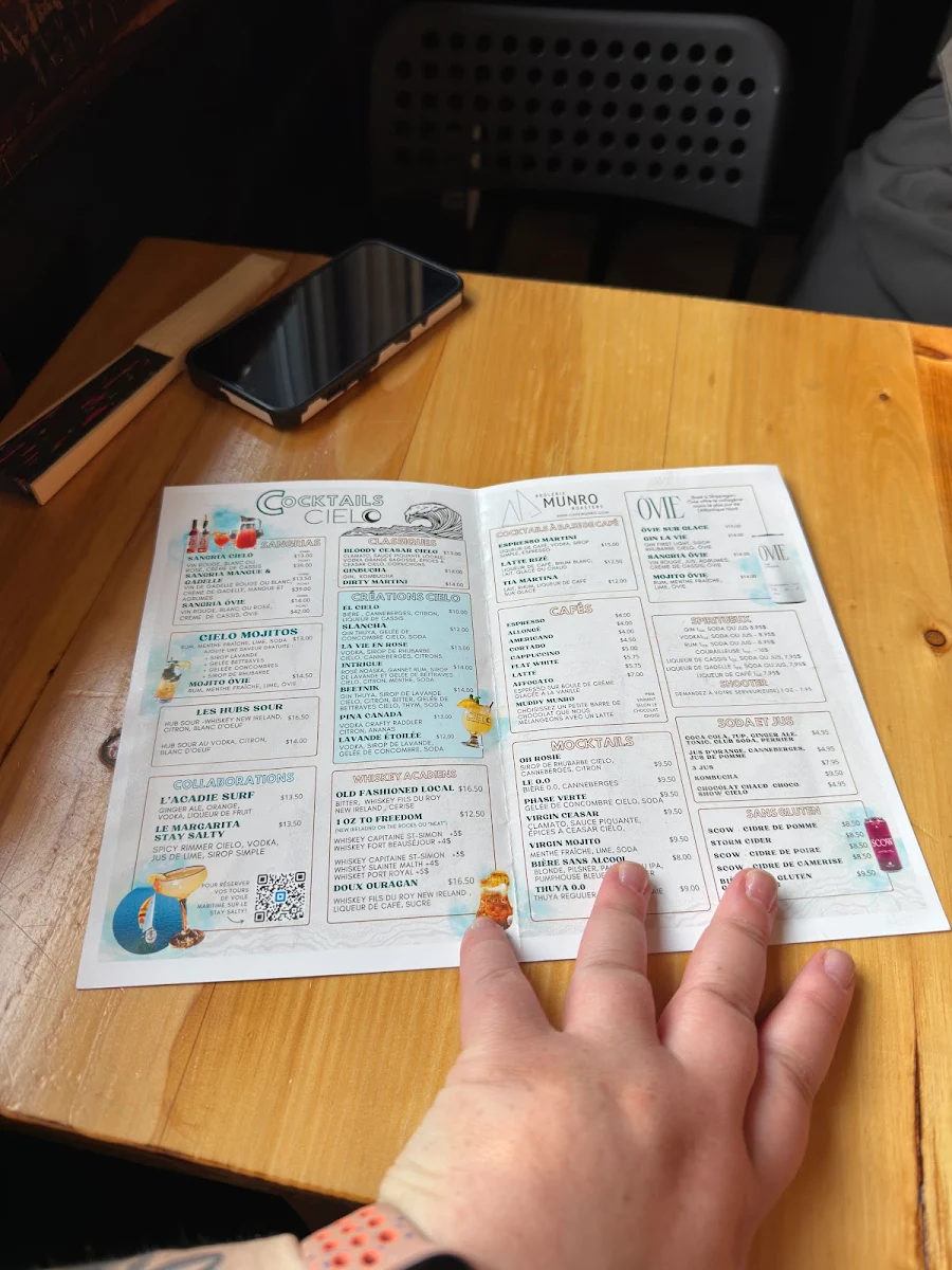 Menu, Cielo - Glamping Maritime