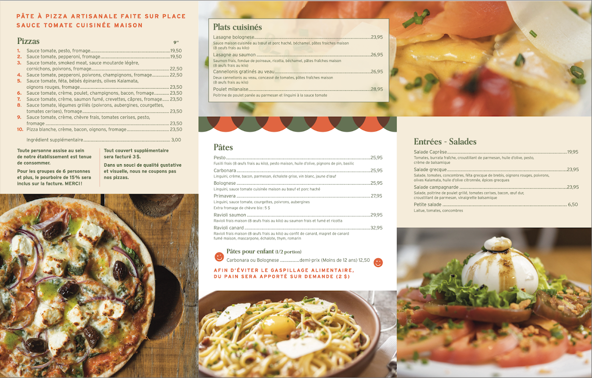 Menu, La Pizz Saint-Pierre