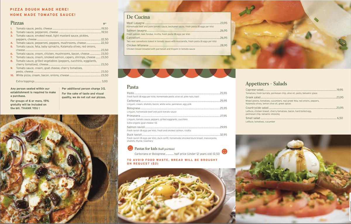 Menu, La Pizz Saint-Pierre