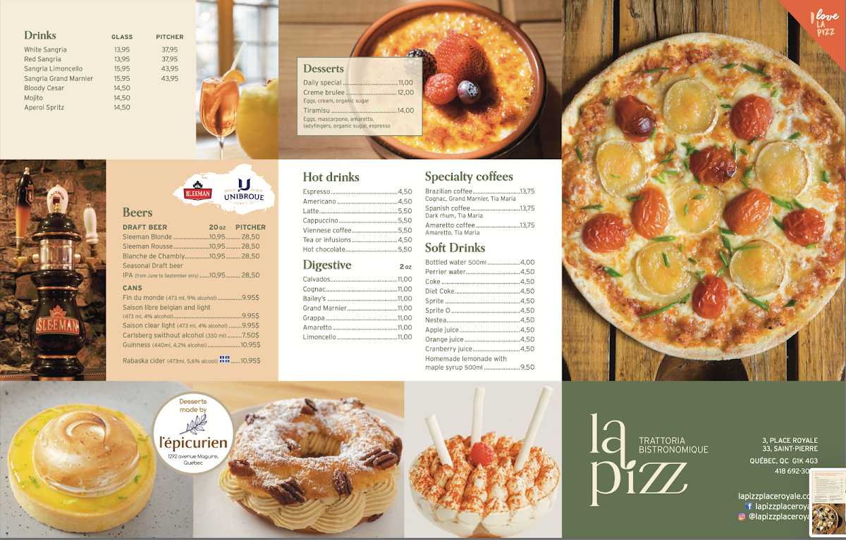 Menu, La Pizz Saint-Pierre