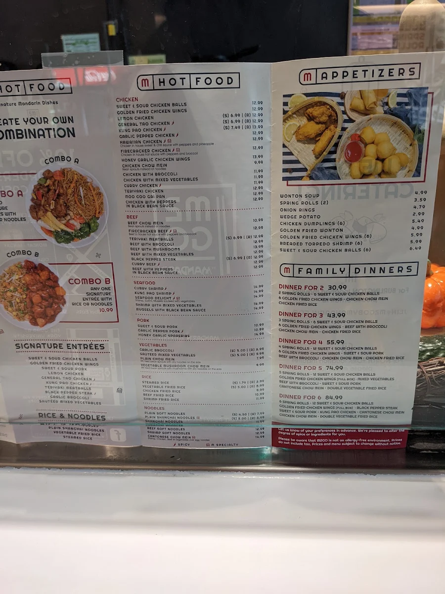 Menu, M2GO by Mandarin (North York)