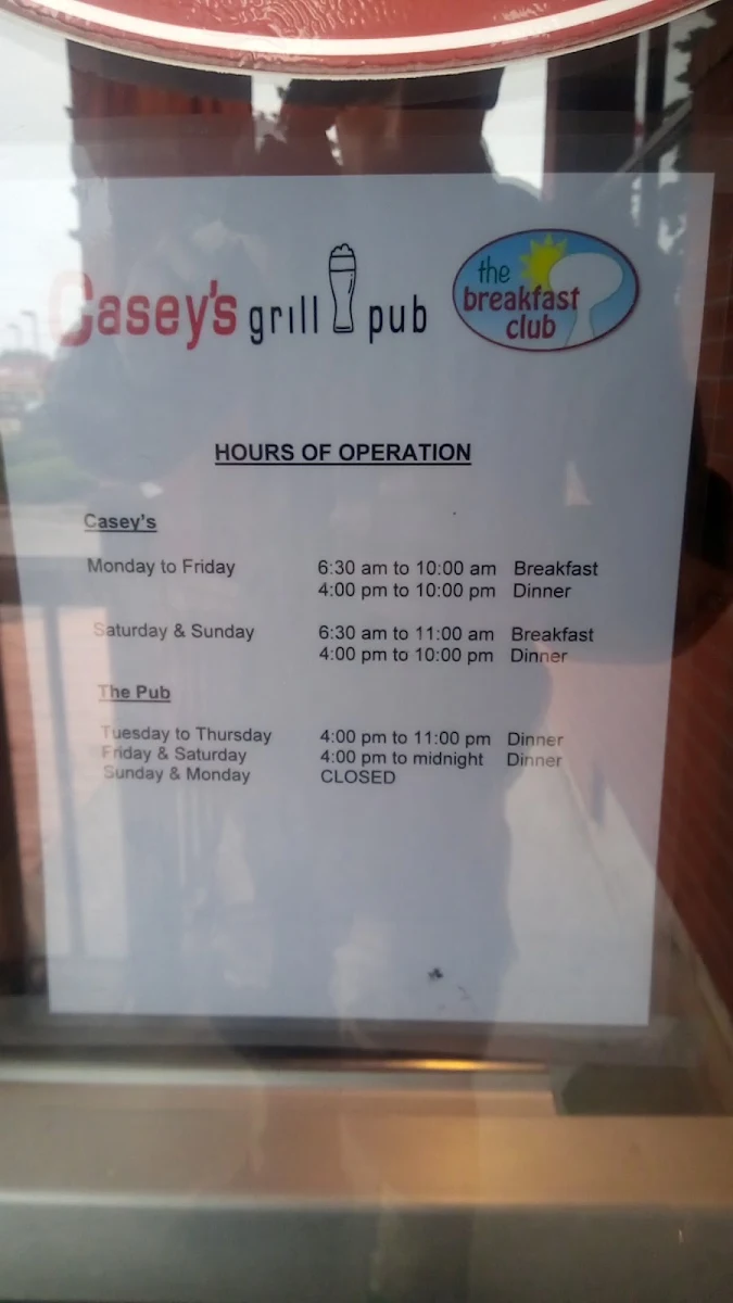Menu, Water Tower Pub