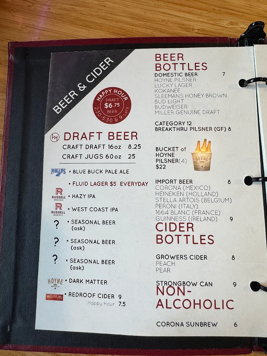 Menu, Fluid Bar & Grill
