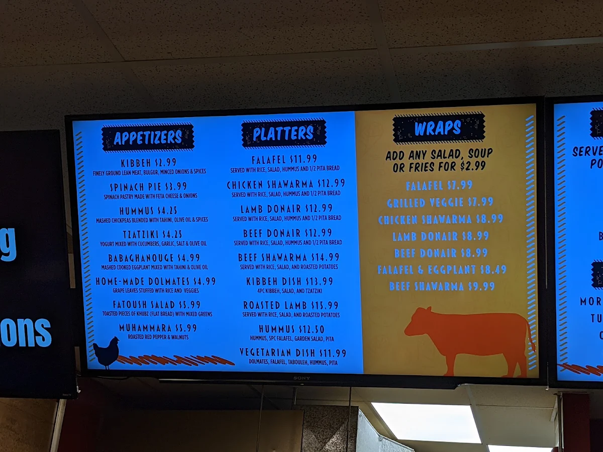 Menu, Mr. Falafel