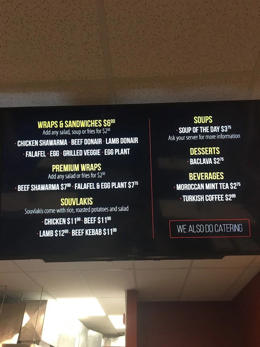Menu, Mr. Falafel