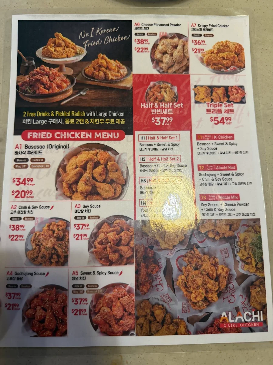 Menu, Alachi Chicken K-Town Plaza