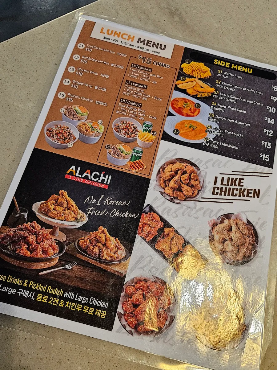 Menu, Alachi Chicken K-Town Plaza