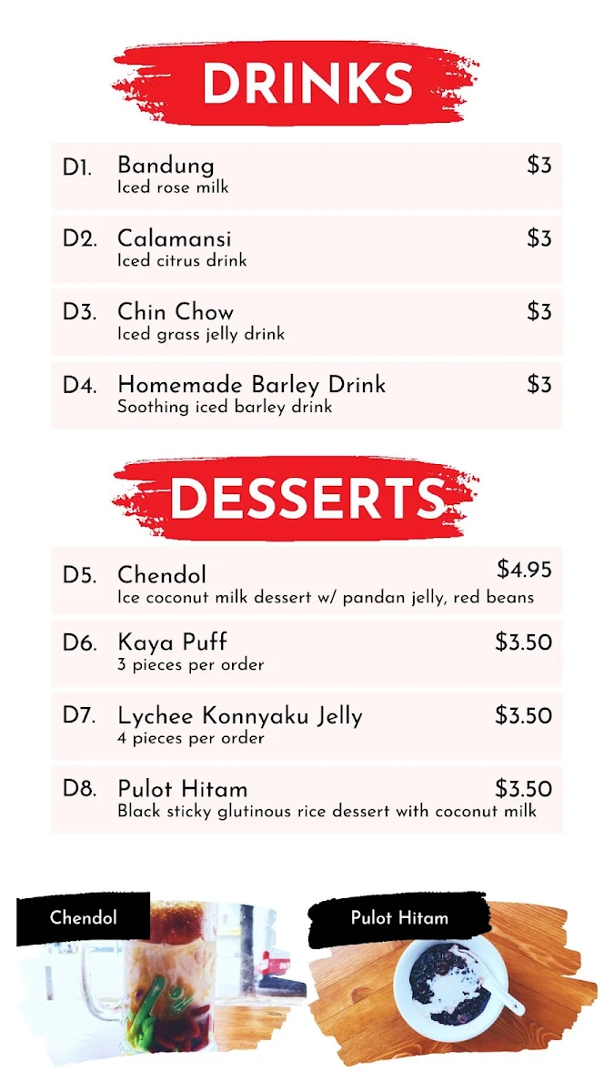 Menu, Shiok Express