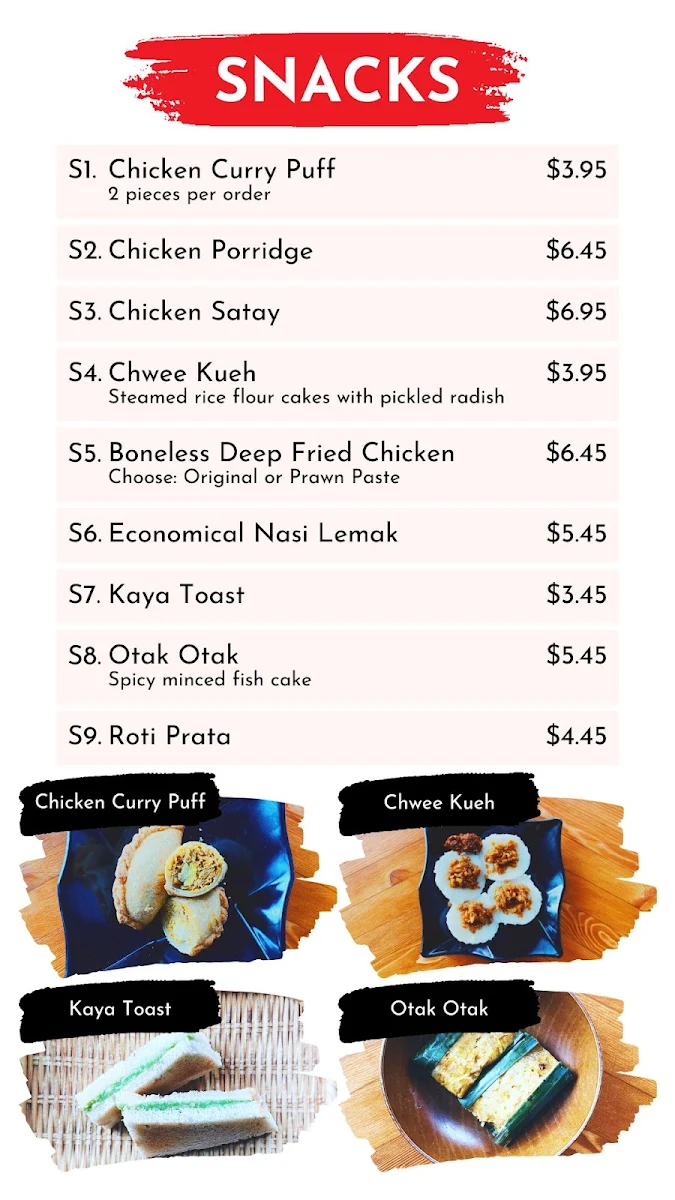 Menu, Shiok Express
