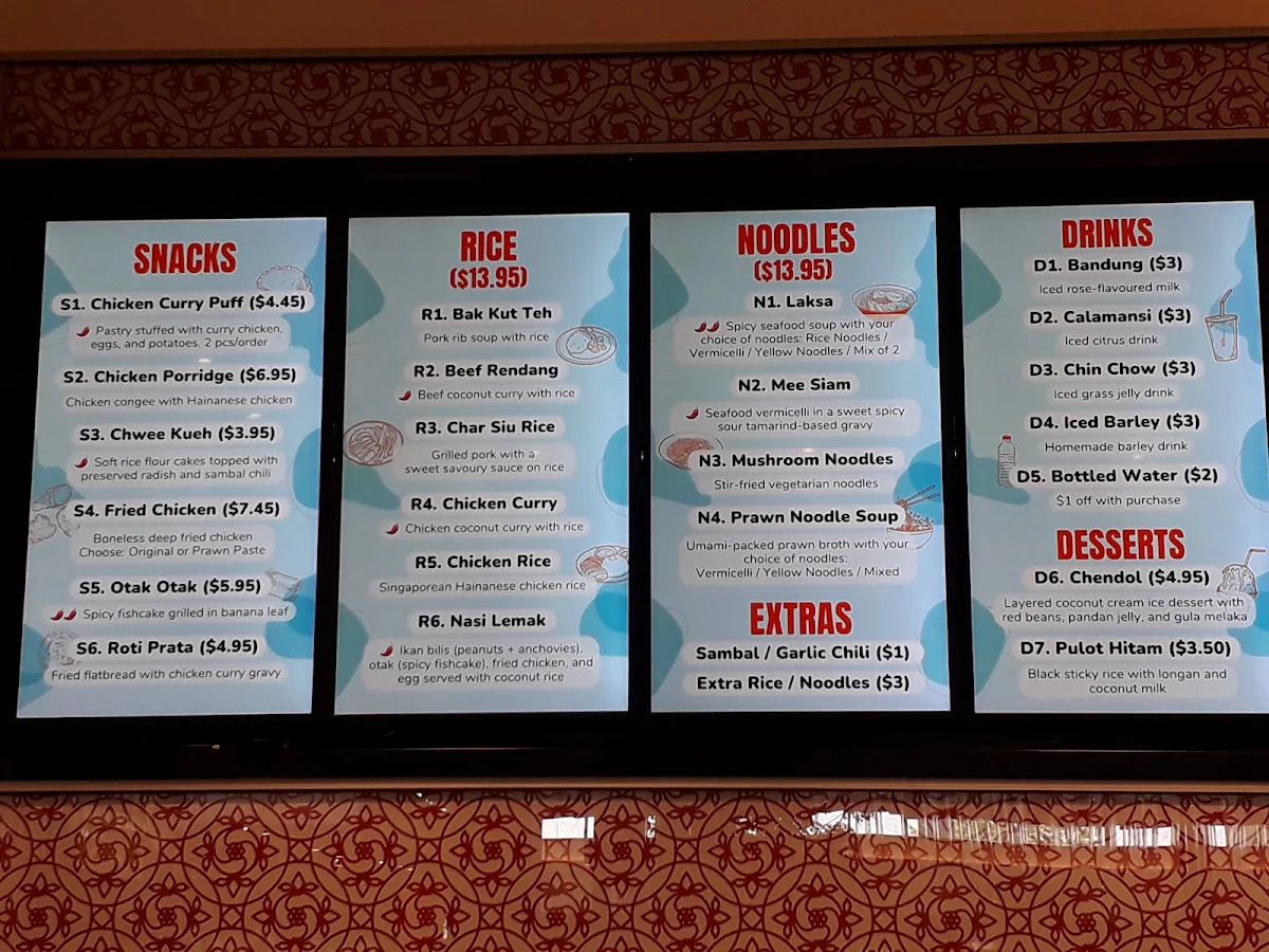 Menu, Shiok Express
