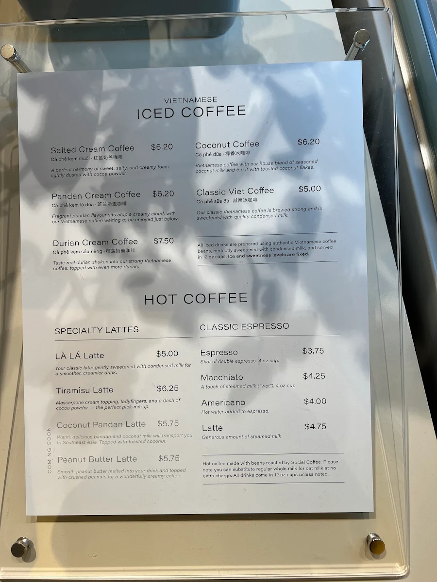 Menu, LA LA Bakeshop (Waterloo)