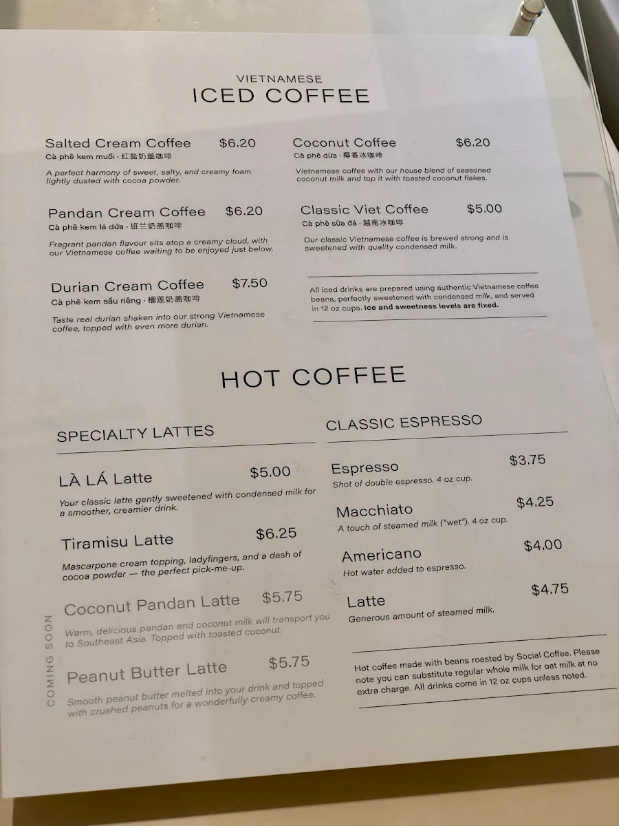 Menu, LA LA Bakeshop (Waterloo)