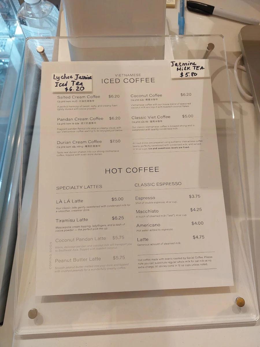 Menu, LA LA Bakeshop (Waterloo)