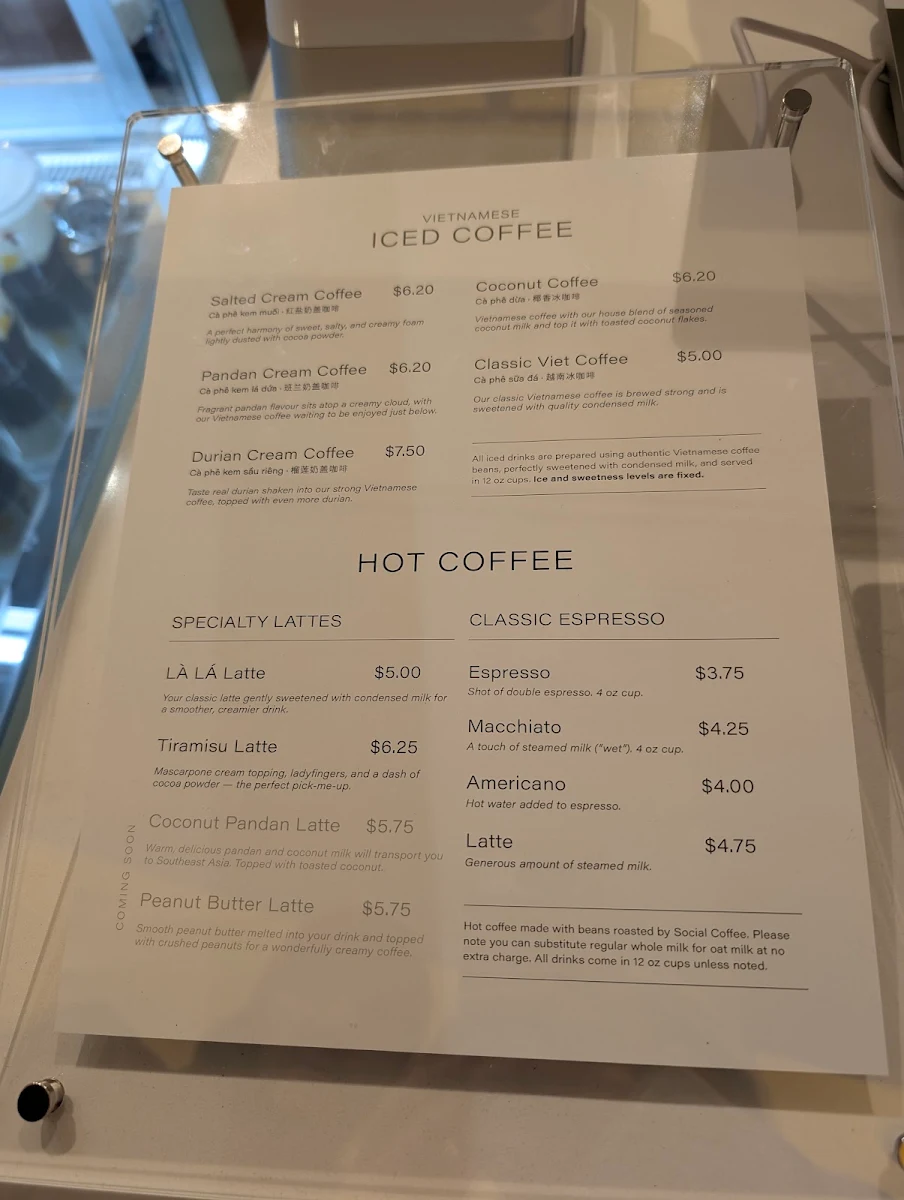 Menu, LA LA Bakeshop (Waterloo)