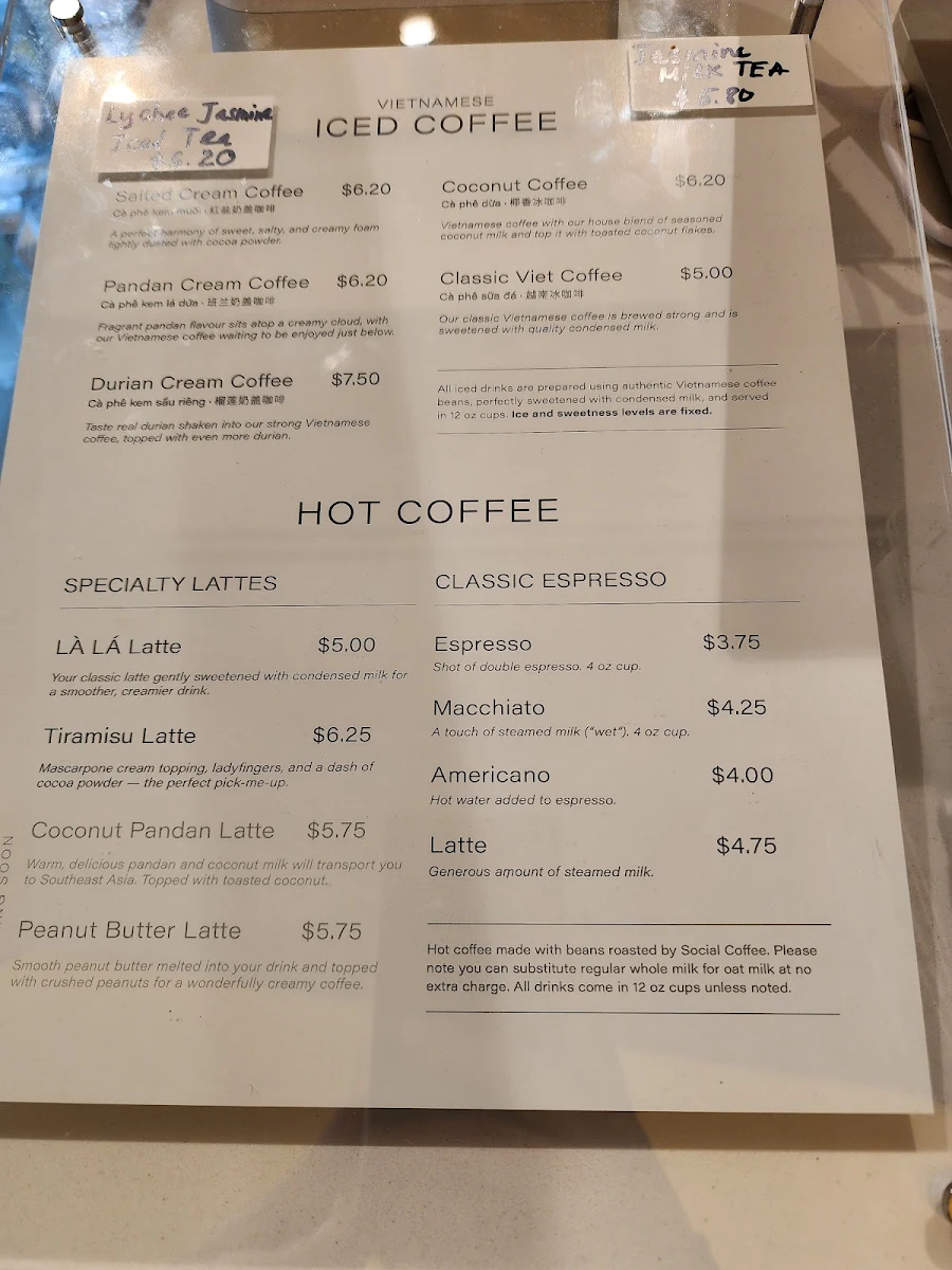 Menu, LA LA Bakeshop (Waterloo)