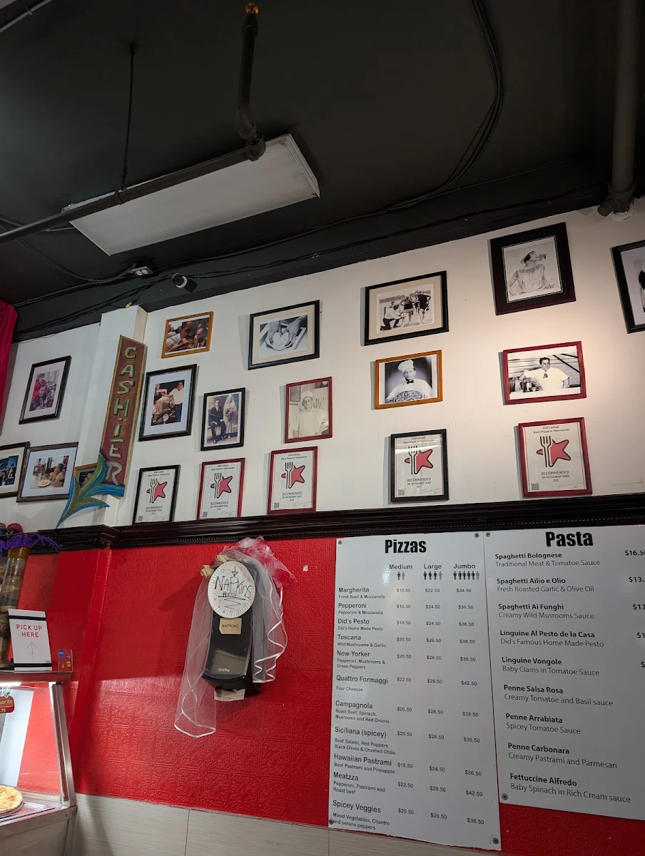 Menu, Did's Pizza