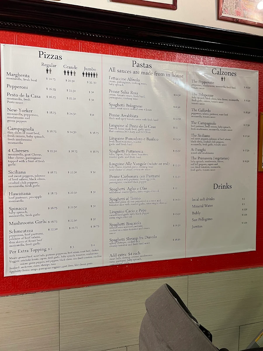 Menu, Did's Pizza