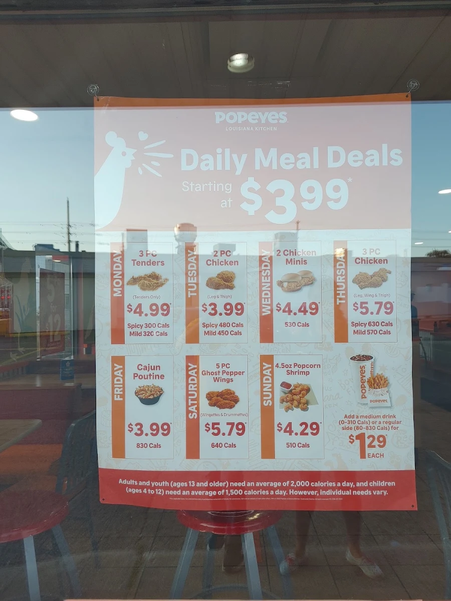 Menu, Popeyes Louisiana Kitchen