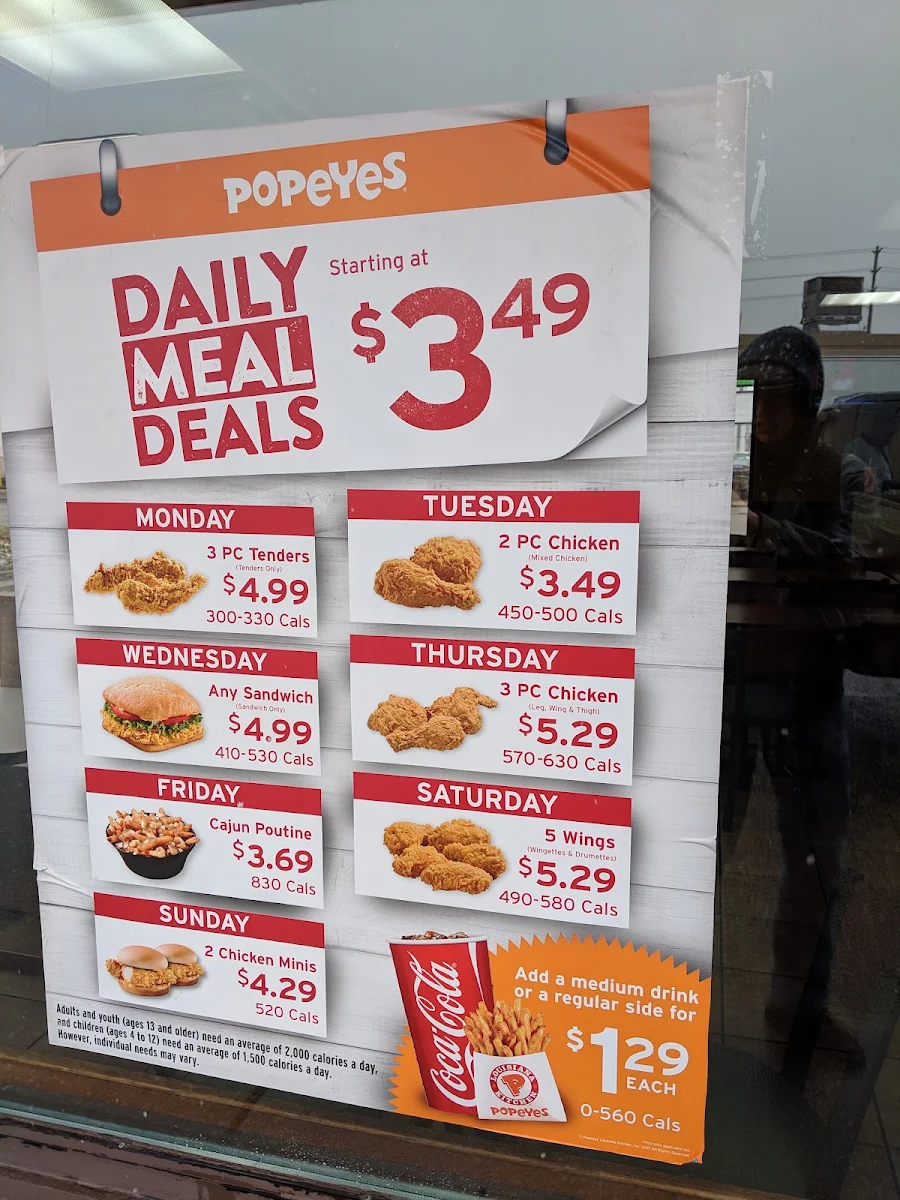 Menu, Popeyes Louisiana Kitchen