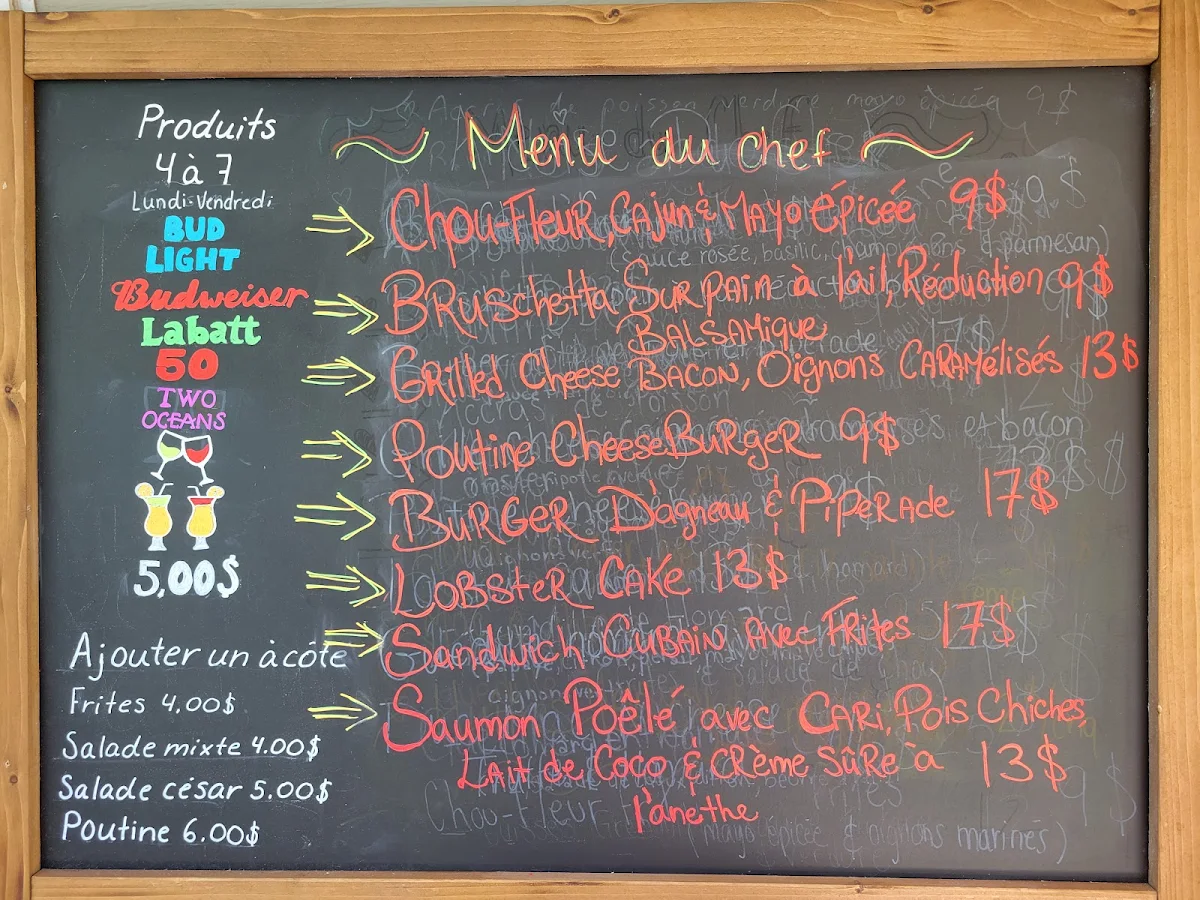 Menu, Le St-Paul Taverne moderne