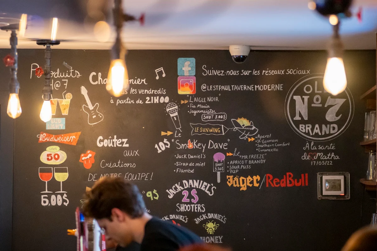 Menu, Le St-Paul Taverne moderne