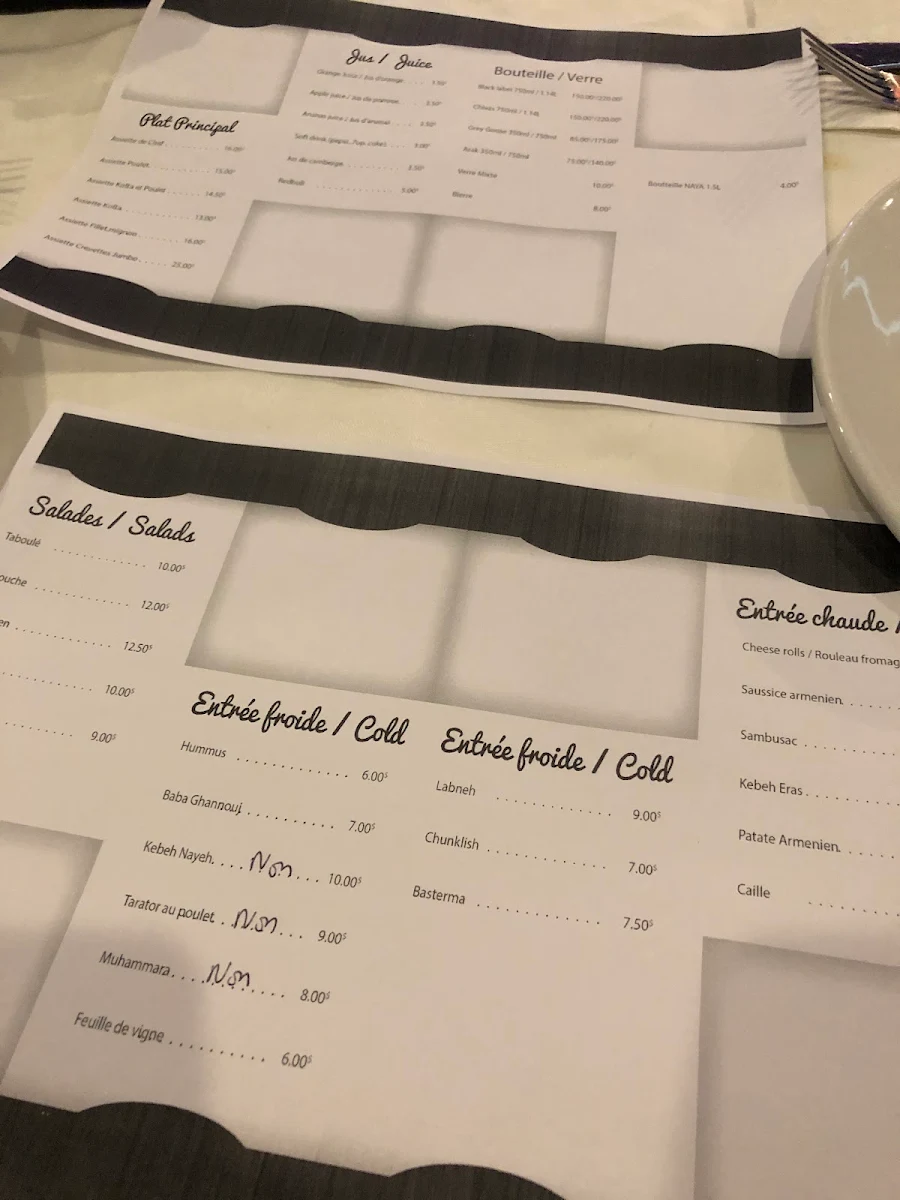 Menu, Al sultan