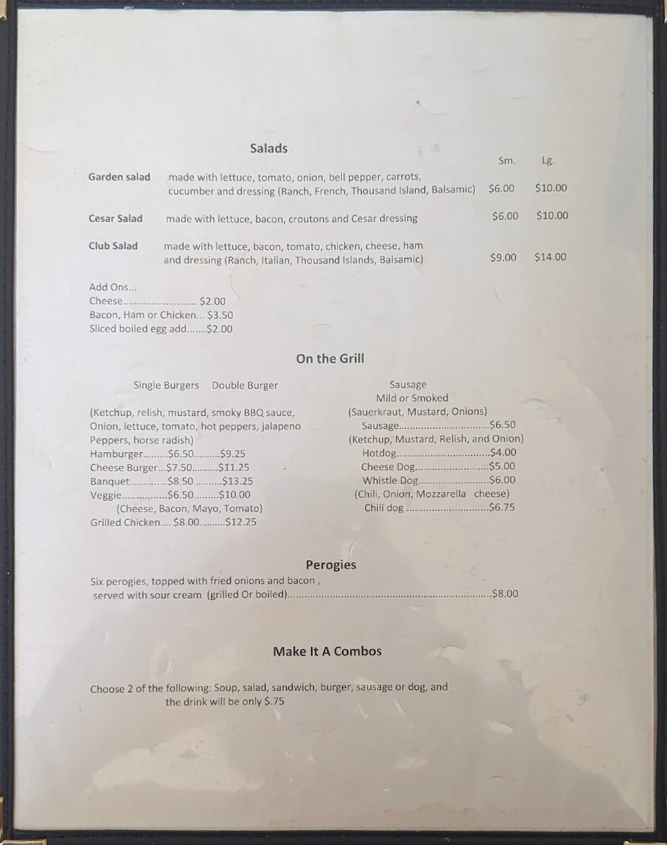 Menu, Sherri's Diner