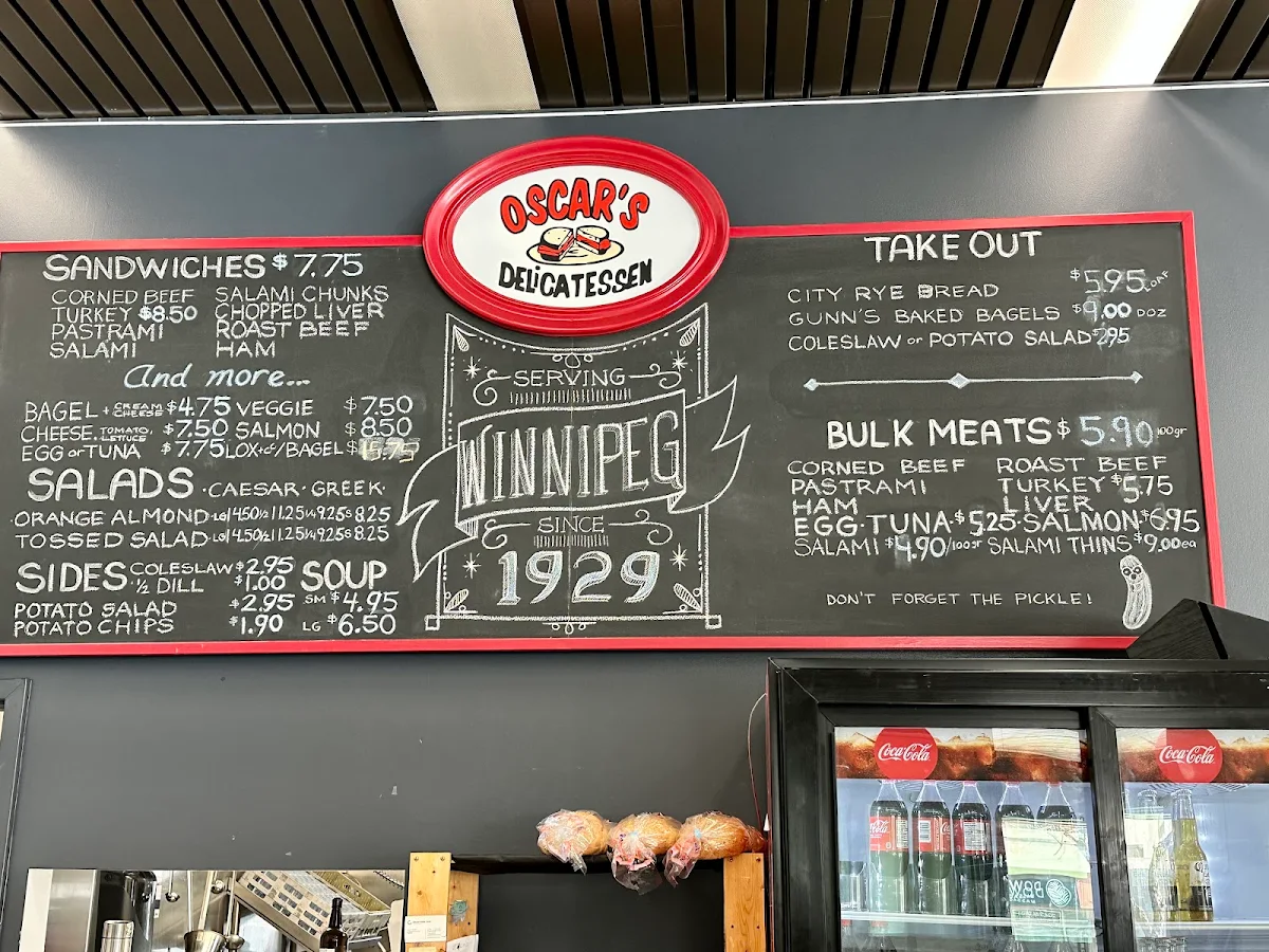 Menu, Oscar's Deli