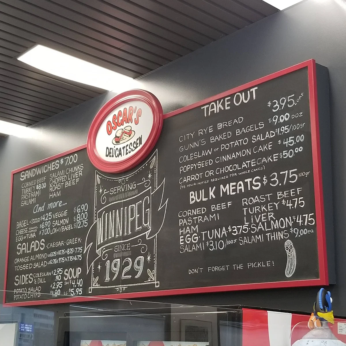 Menu, Oscar's Deli