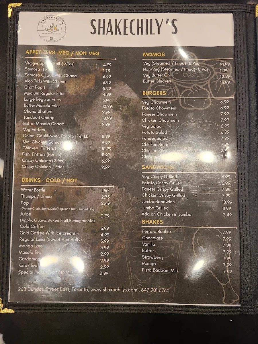 Menu, Shakechily's