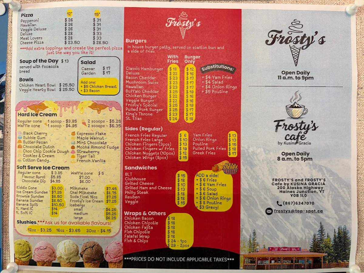 Menu, Frosty's