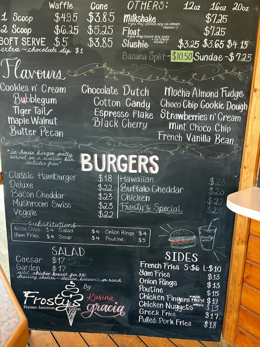 Menu, Frosty's