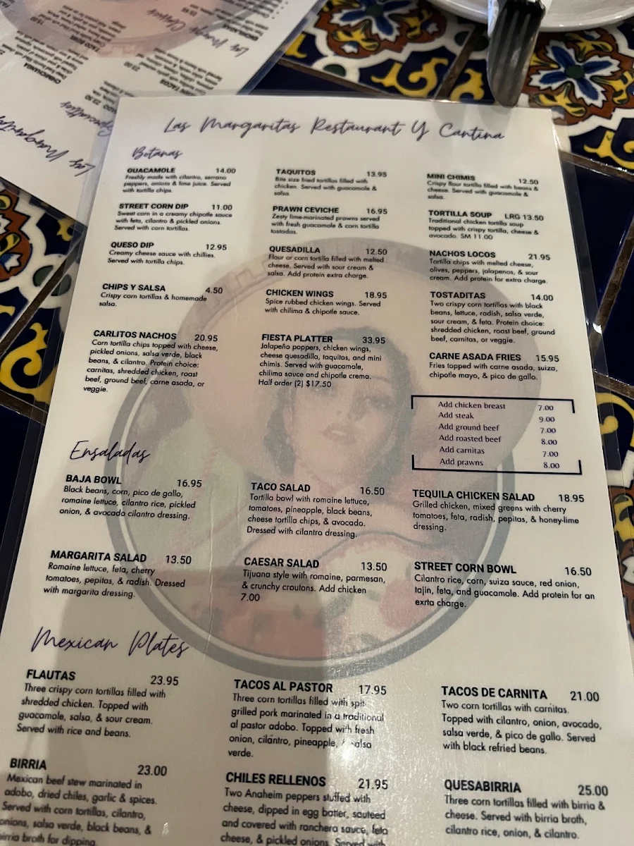 Menu, Las Margaritas